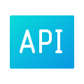 A blue square with the letters "API" in black centered on it, representing a seamless blend of identity orchestration.