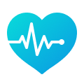 Blue heart icon featuring a black electrocardiogram line through the center, symbolizing Identity Orchestration at its core.