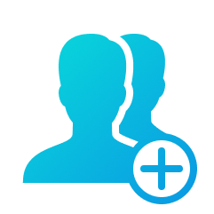Icon of a silhouette of a person with a shadow and a plus sign, illustrating the concept of adding a new user or contact, seamlessly blending into an identity orchestration demo.
