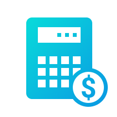 Blue gradient calculator icon with a dollar symbol, showcasing an identity orchestration demo.